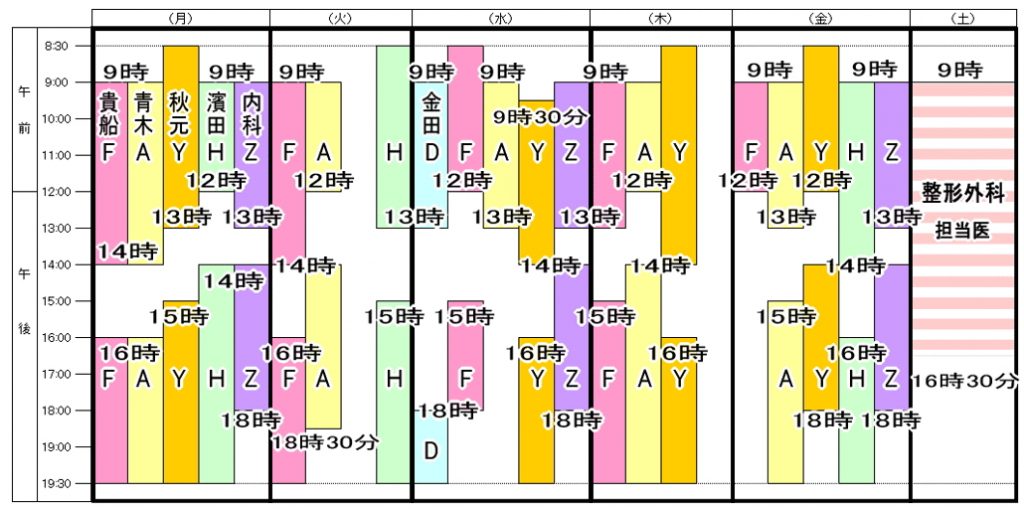 9月1日（水）からの担当医診療時間変更のお知らせ