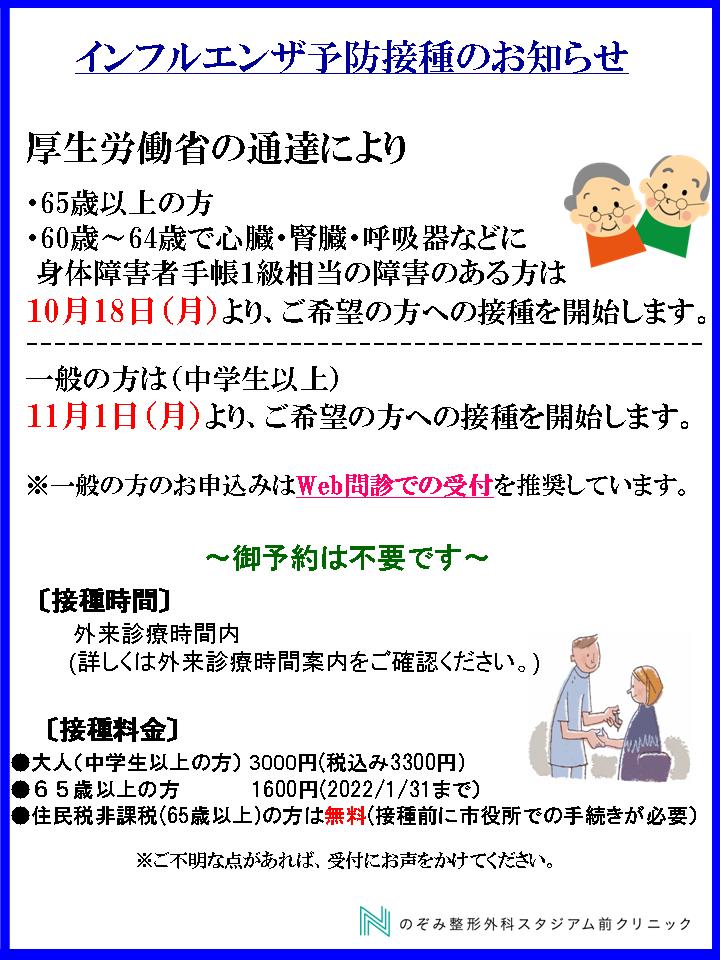 インフルエンザ 2021年10月